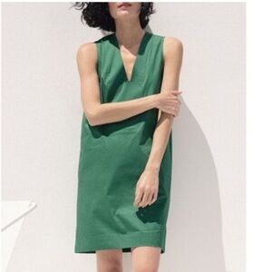 Everlane Minimalist Cotton V-Neck Shift Dress Tuni Style Pockets Minimalist Chic